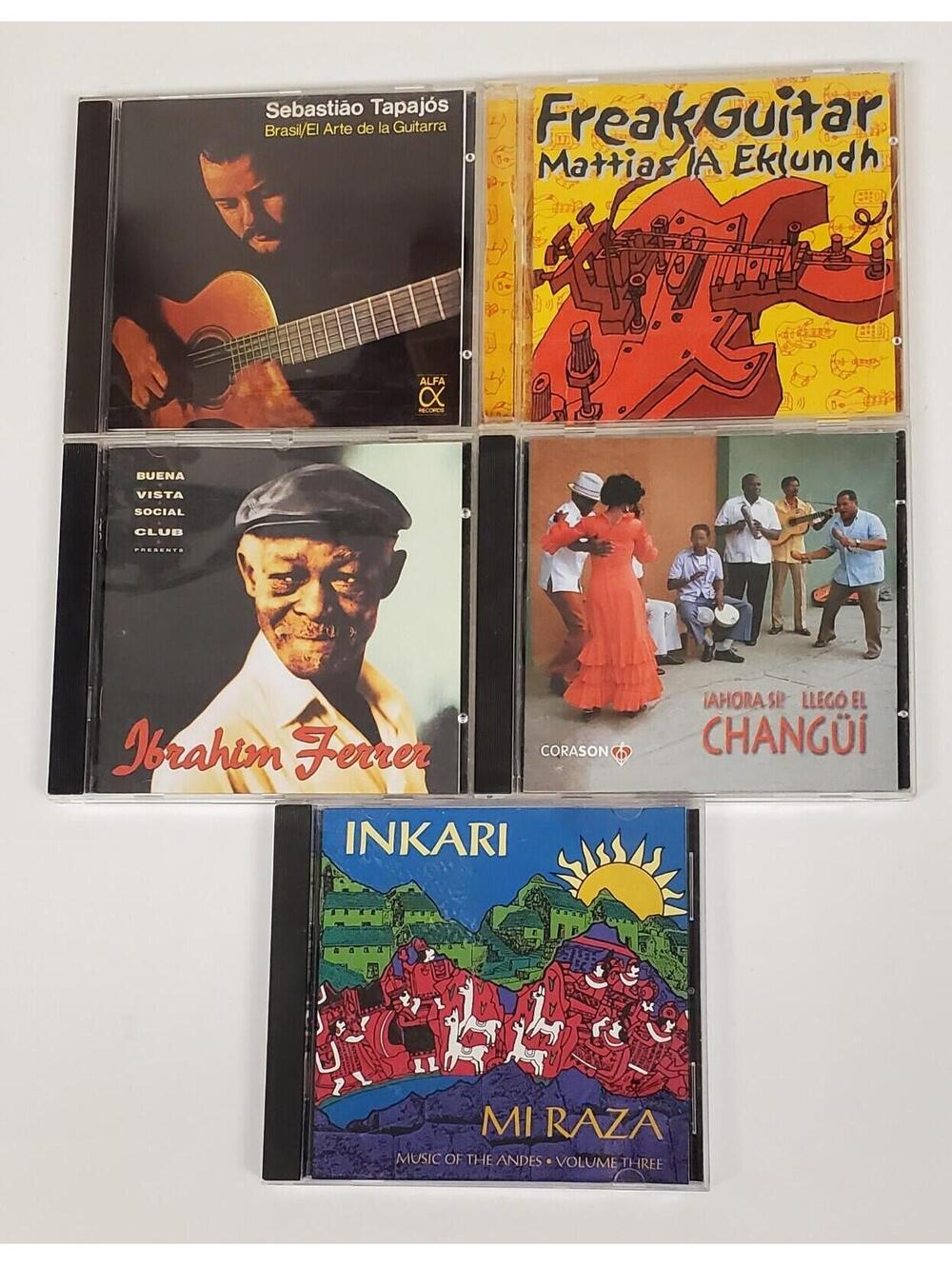 Lot of 5 World Music CDs - Tapajos Guitar, Freak Guitar, Ibrahim Ferrer+ VG
